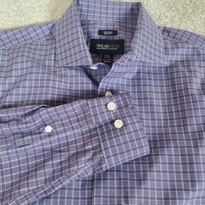 Kenneth Cole Awearness Men's Shirt 15.5 34/35 Purple Check Button Up SLIM FIT